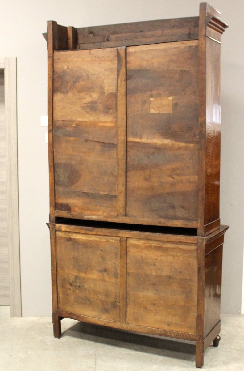 Antica credenza vetrina cappuccina Luigi Filippo in noce - Italia 19°secolo-photo-8
