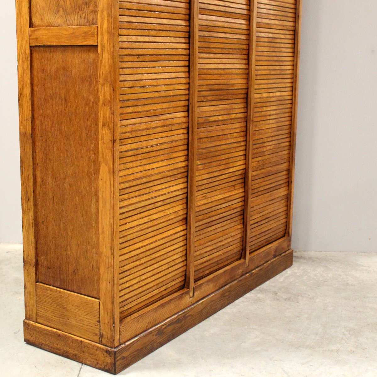 Antico classificatore archivio schedario serranda in rovere-photo-7