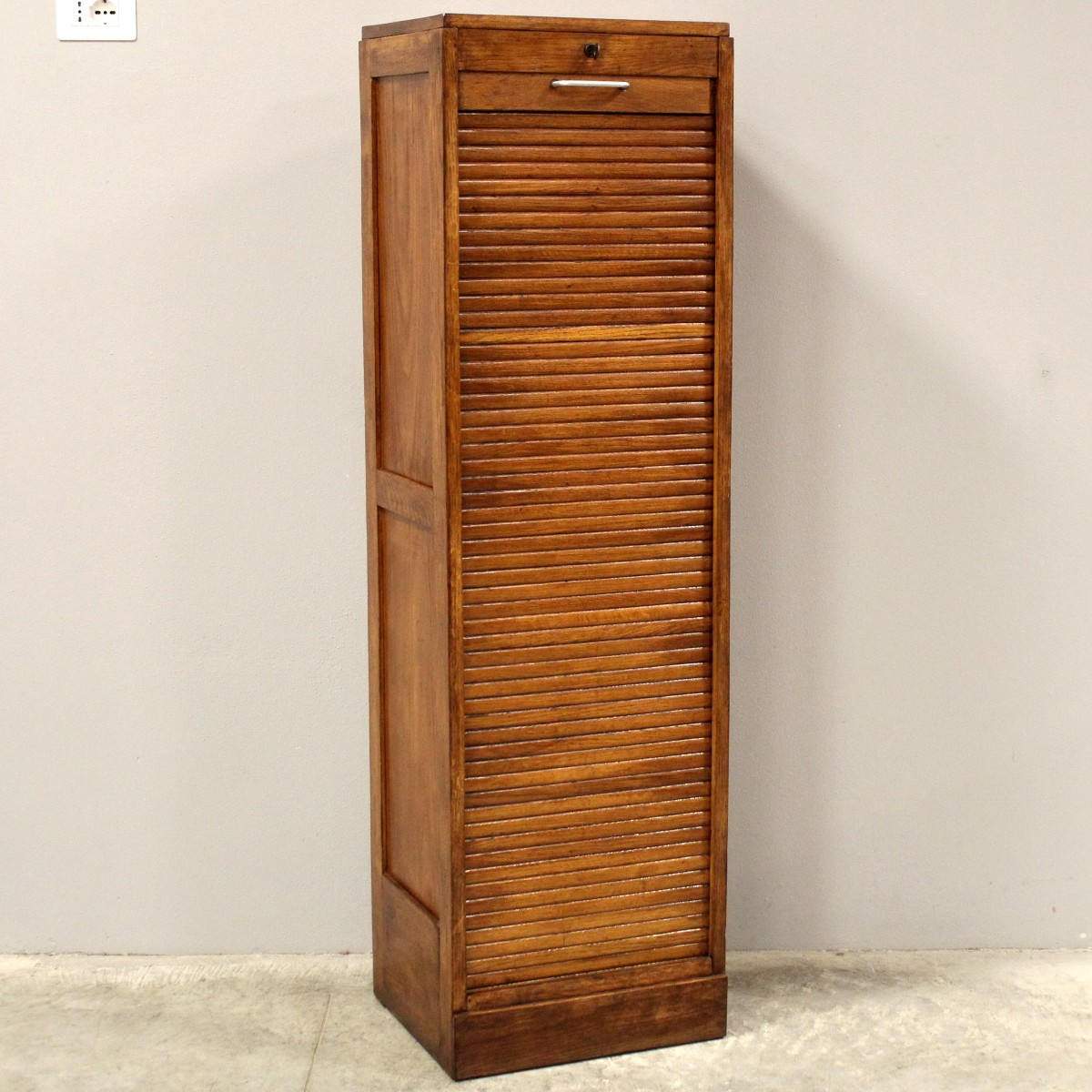 Antico classificatore serranda archivio schedario in rovere
