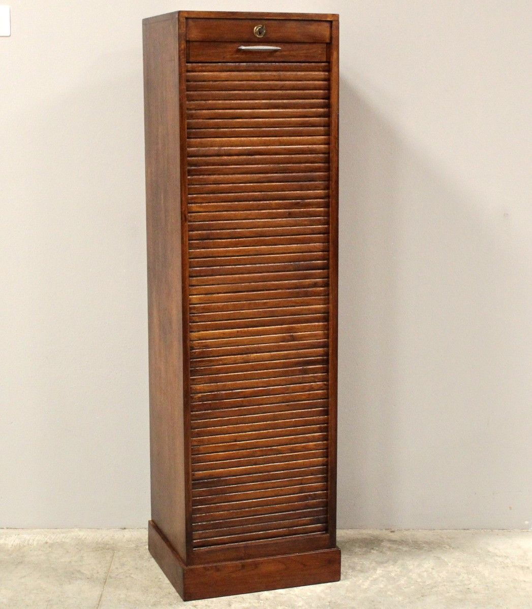 Antico classificatore serranda archivio schedario in rovere