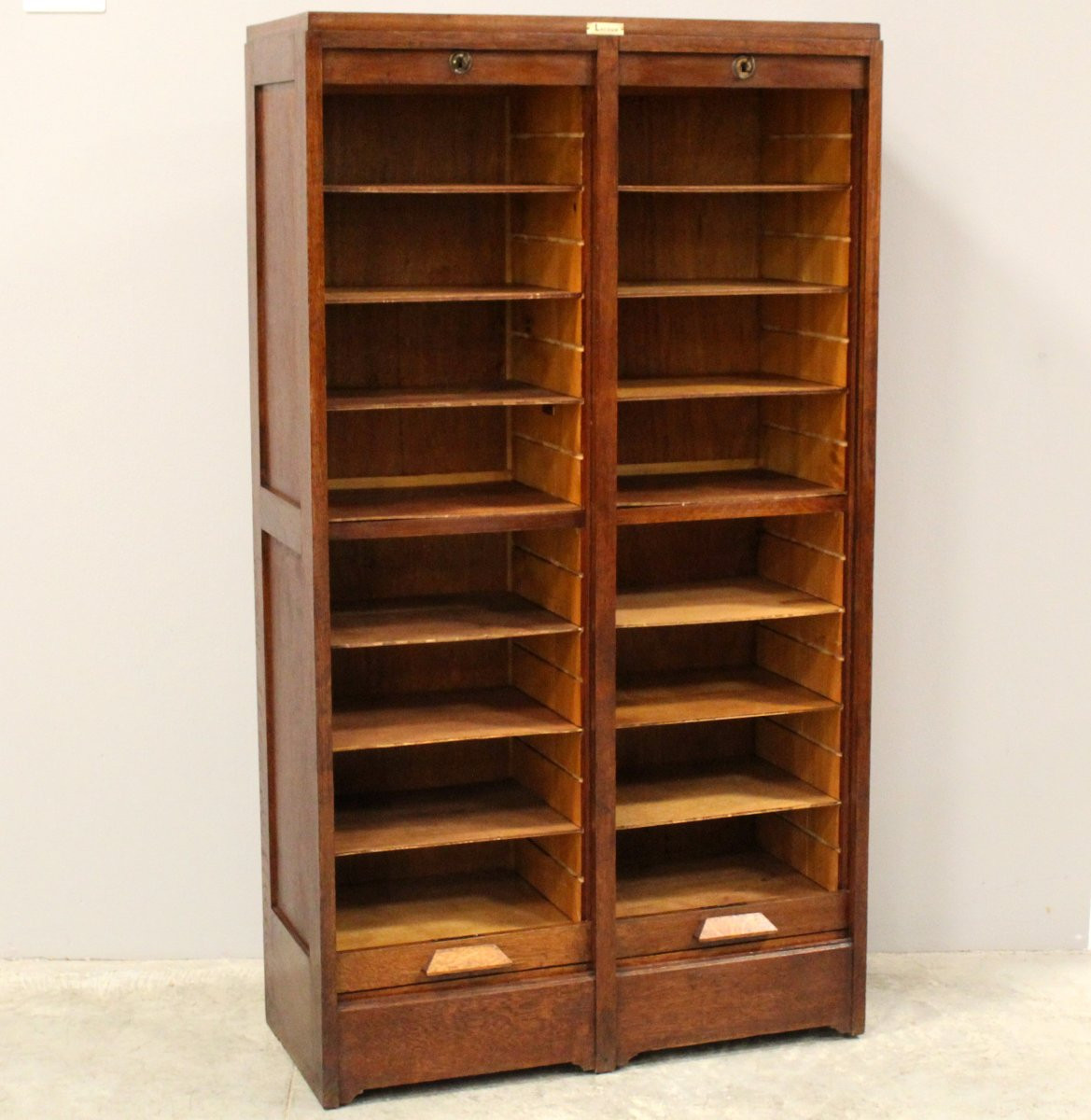 Antico classificatore serranda archivio schedario in rovere-photo-4