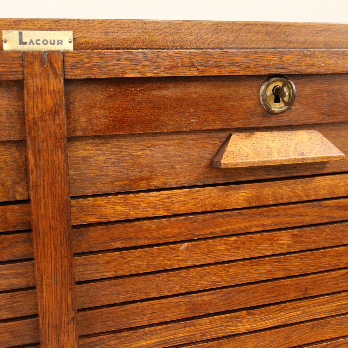 Antico classificatore serranda archivio schedario in rovere-photo-5