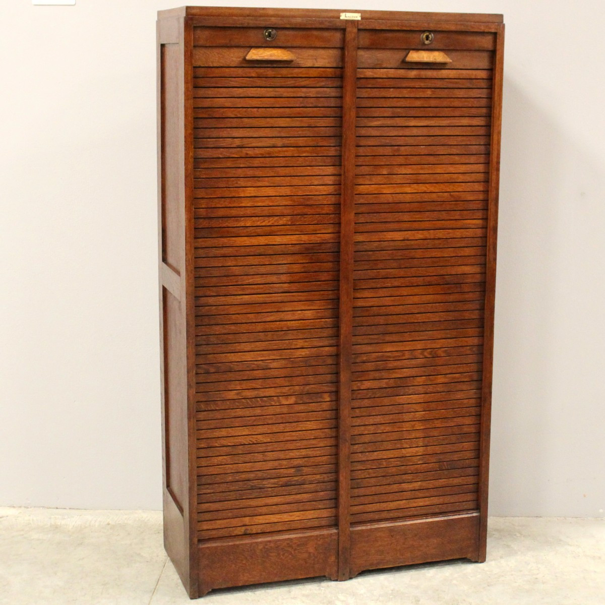 Antico classificatore serranda archivio schedario in rovere