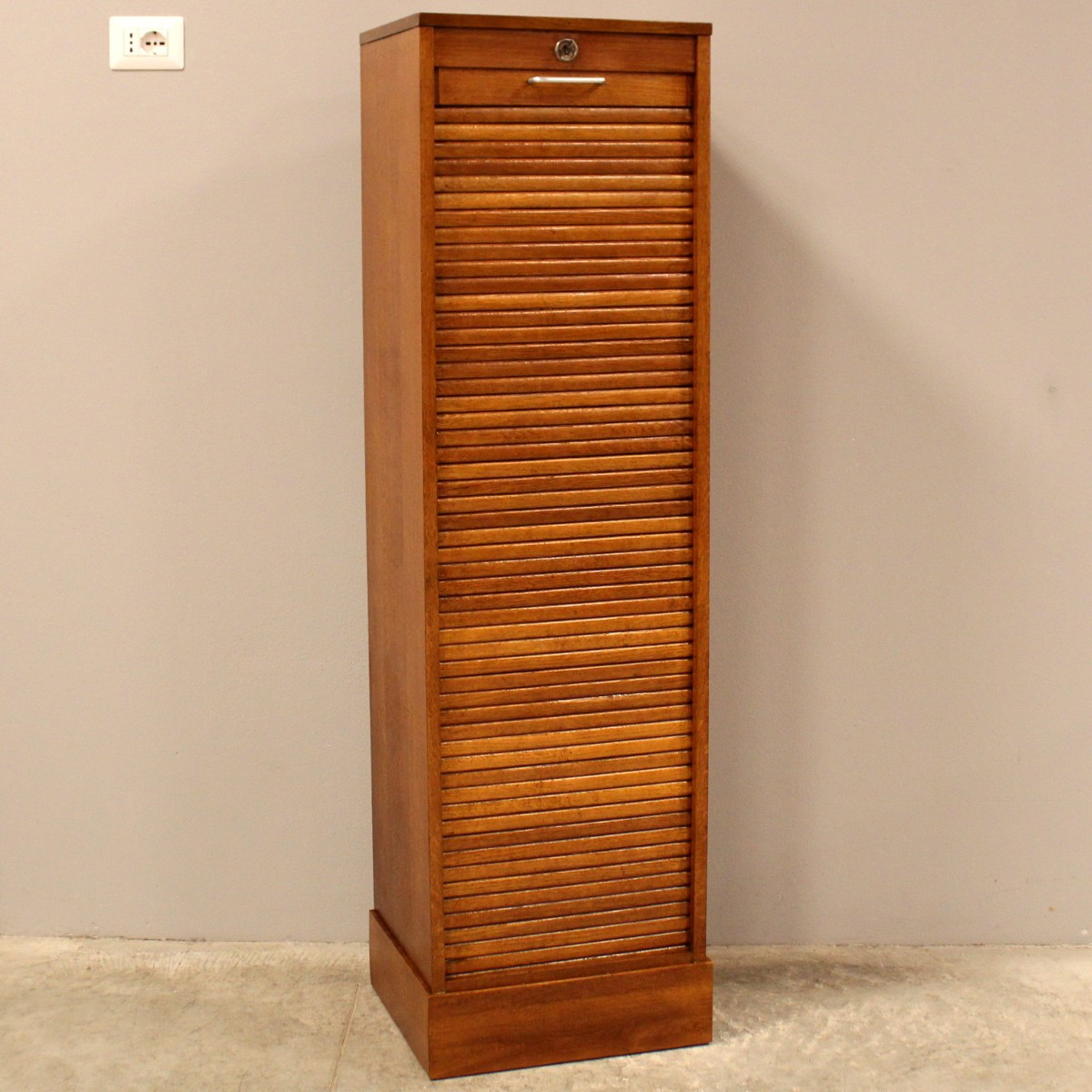 Antico classificatore serranda archivio schedario in rovere