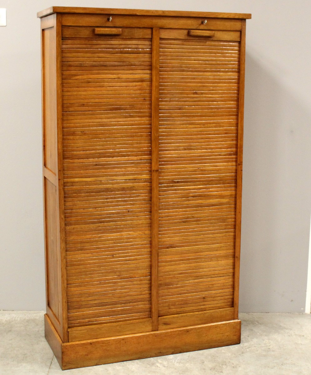 Antico classificatore serranda archivio schedario in rovere