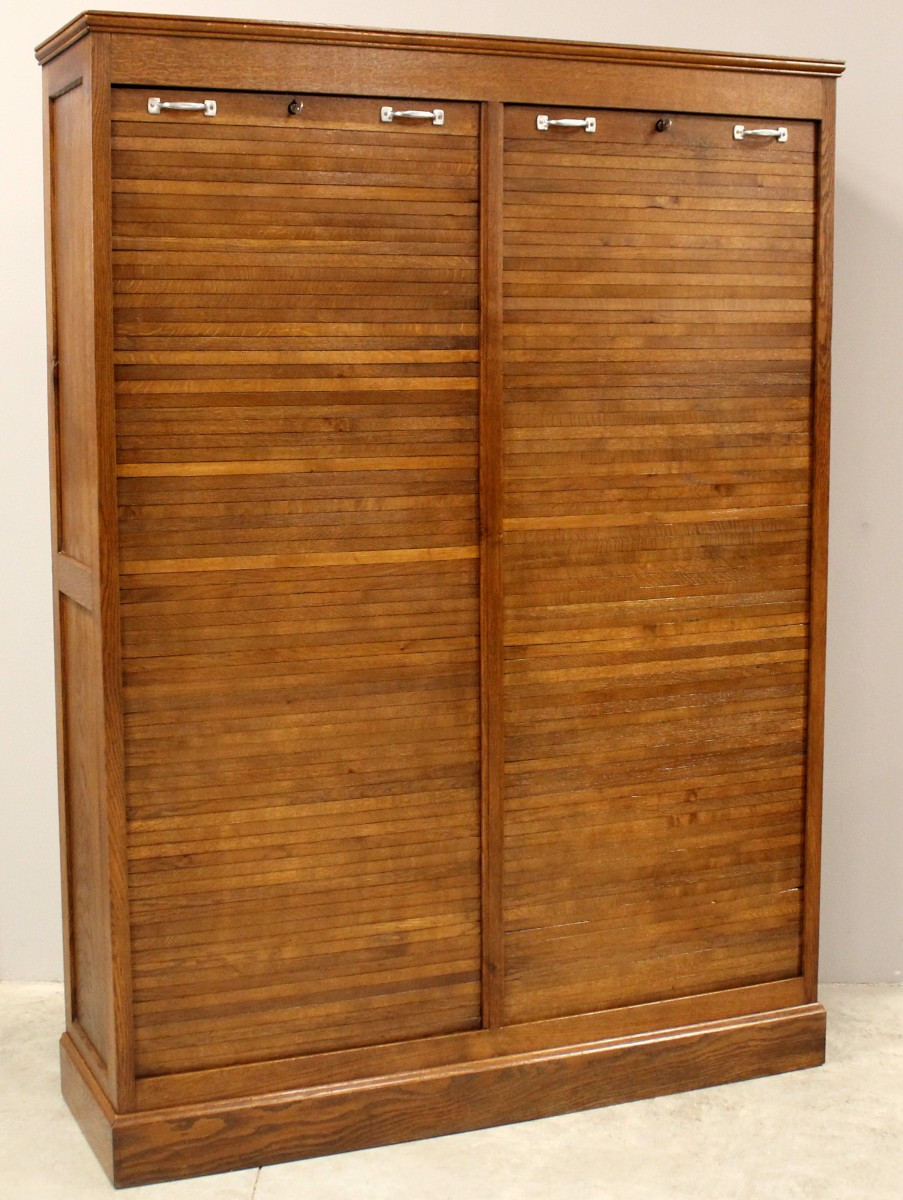 Antico classificatore serranda archivio schedario in rovere