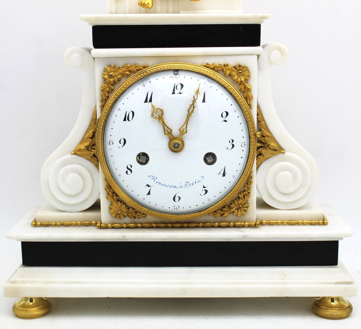 Antico Orologio a Pendolo Luigi XVI in bronzo dorato e marmo - 18°secolo firmato-photo-4