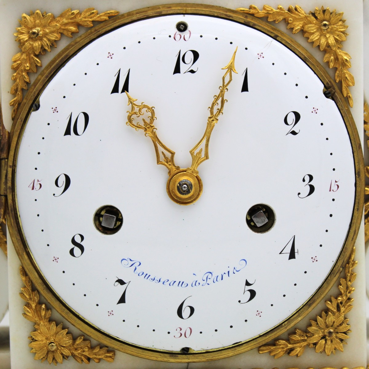 Antico Orologio a Pendolo Luigi XVI in bronzo dorato e marmo - 18°secolo firmato-photo-7