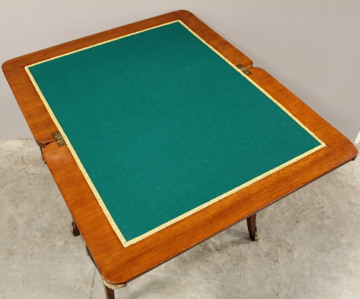 Antico tavolino da gioco scrittoio Napoleone III intarsiato  - 19°secolo-photo-4