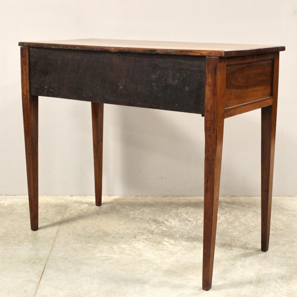 Antico scrittoio tavolino console Luigi XVI in noce intarsiato - Italia 18°secolo-photo-7