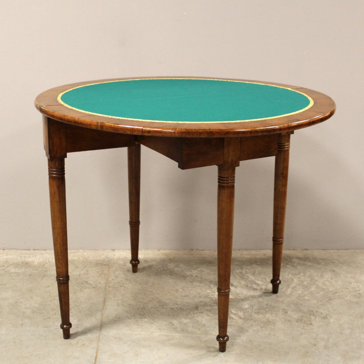 Antica console tavolino da gioco Carlo X in noce intarsiata - Italia 19°secolo-photo-6