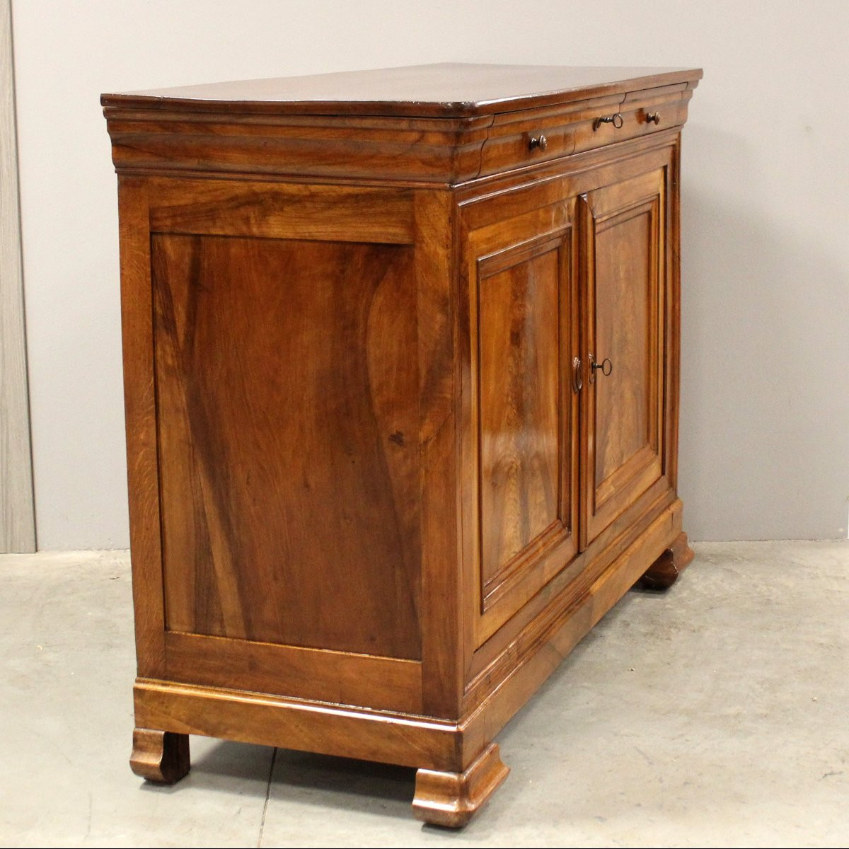 Antica credenza cappuccina Luigi Filippo in noce - 19°secolo-photo-3