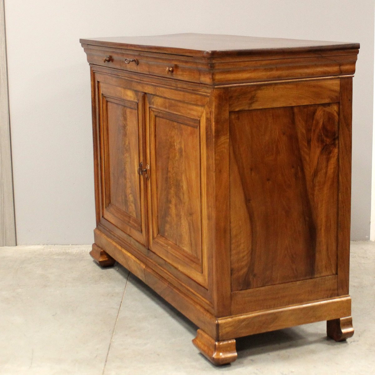 Antica credenza cappuccina Luigi Filippo in noce - 19°secolo-photo-4