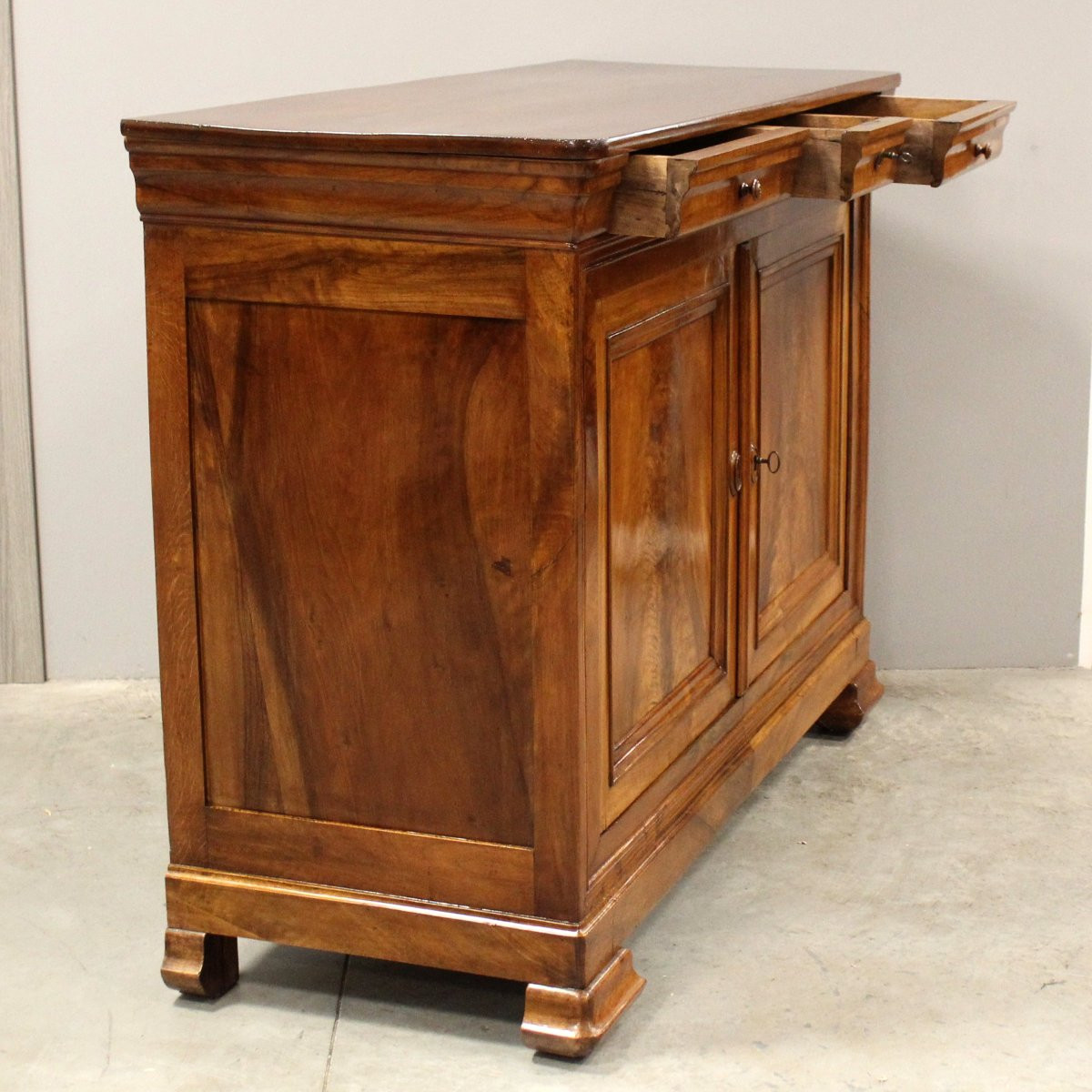 Antica credenza cappuccina Luigi Filippo in noce - 19°secolo-photo-1