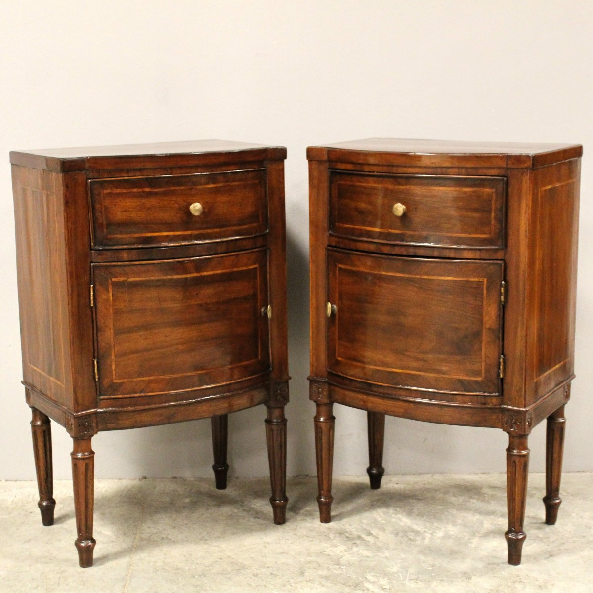 Antica coppia comodini Luigi XVI in noce - Italia 18°secolo-photo-2