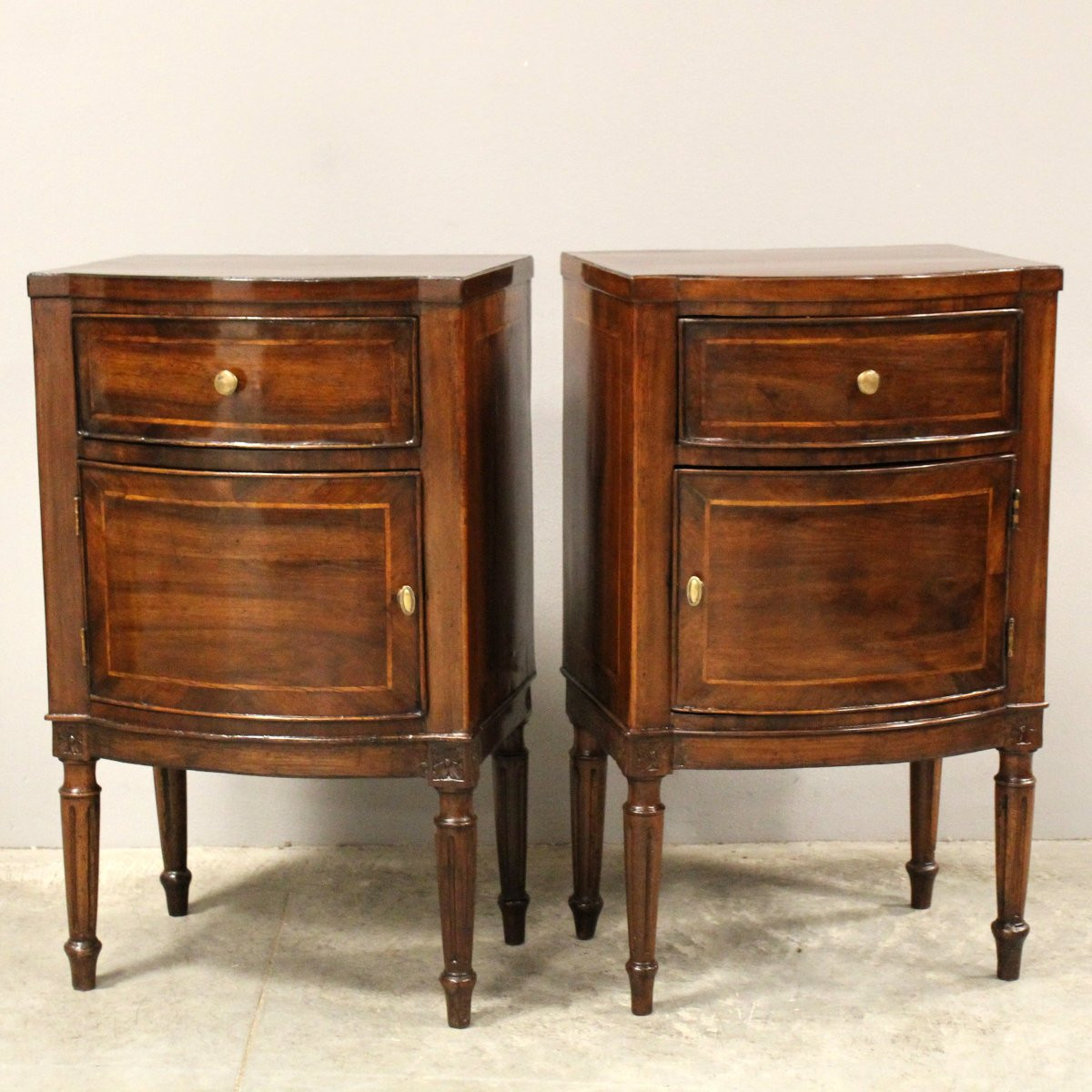 Antica coppia comodini Luigi XVI in noce - Italia 18°secolo-photo-3