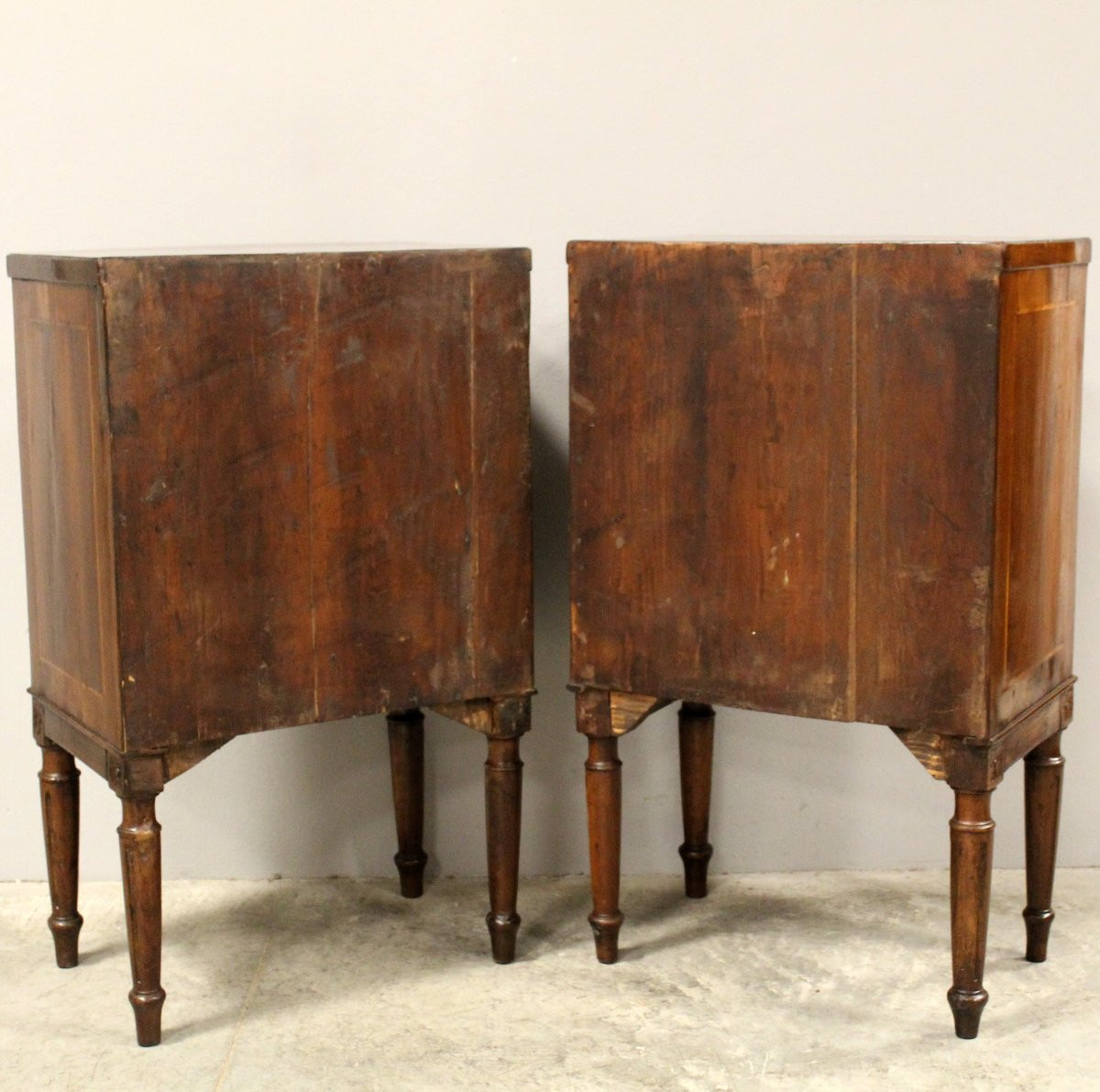 Antica coppia comodini Luigi XVI in noce - Italia 18°secolo-photo-8
