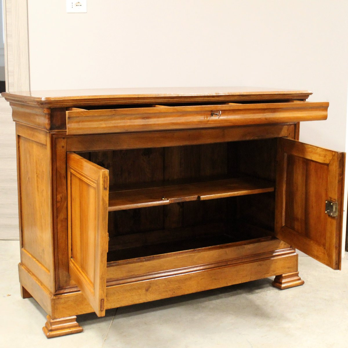 Antica credenza cappuccina Luigi Filippo in noce - 19°secolo-photo-5