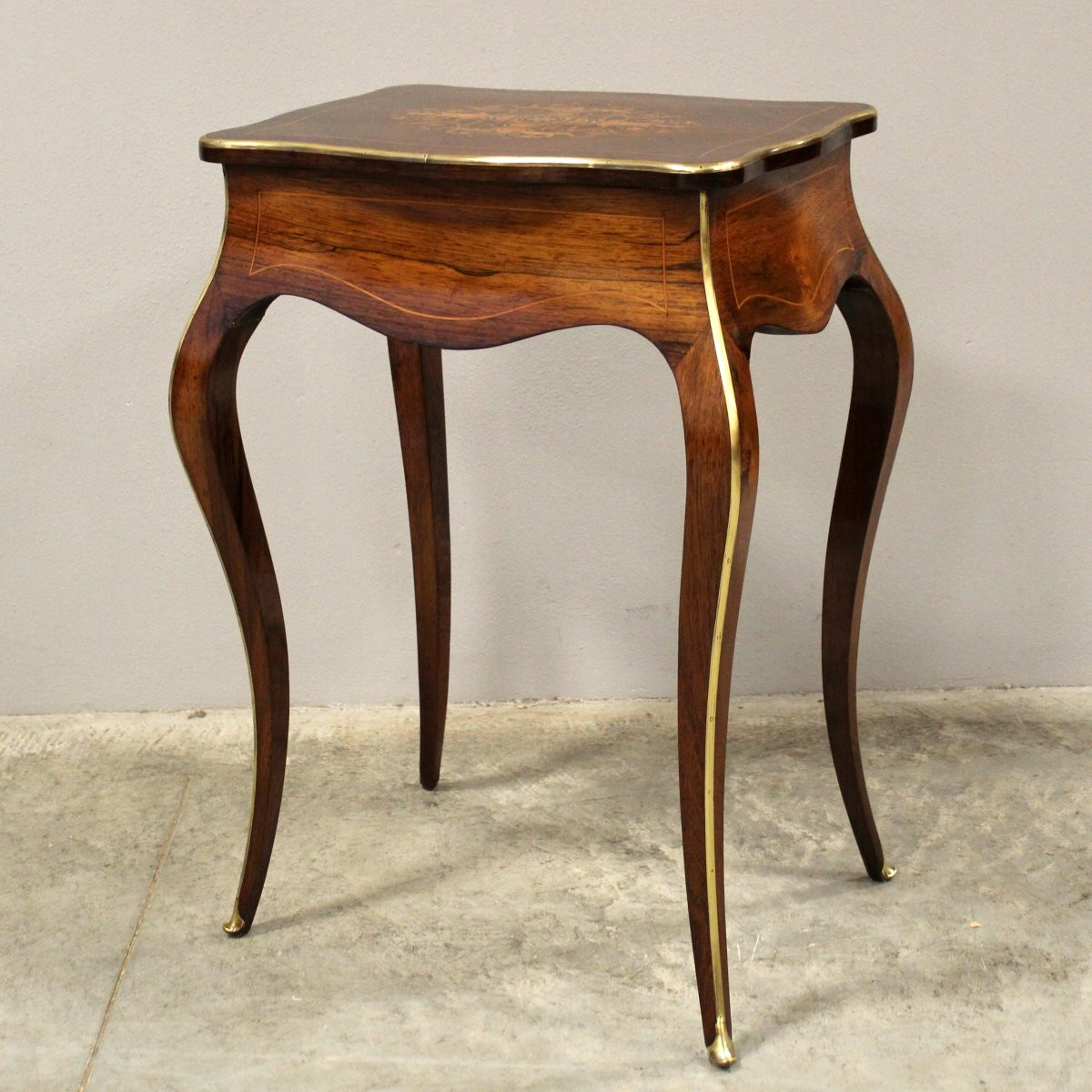 Antico tavolino Napoleone III in palissandro intarsiato - 19°secolo-photo-3