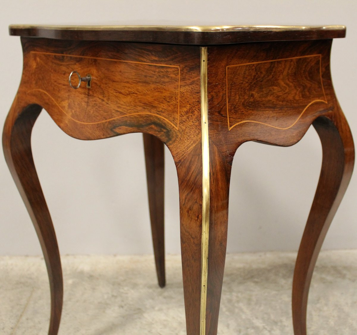 Antico tavolino Napoleone III in palissandro intarsiato - 19°secolo-photo-5