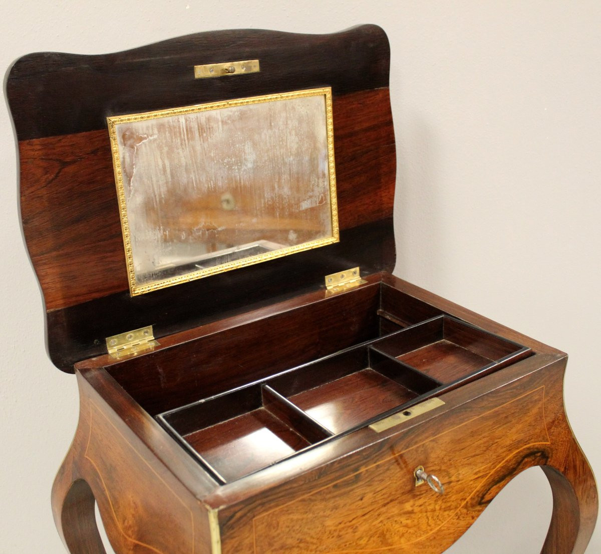 Antico tavolino Napoleone III in palissandro intarsiato - 19°secolo-photo-7