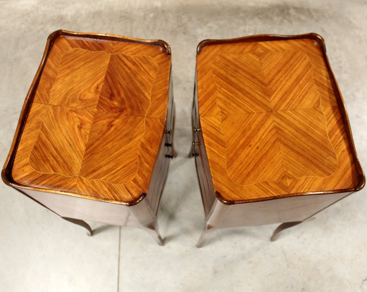 Antica coppia comodini Napoleone III intarsiati - inizio 20°secolo-photo-2