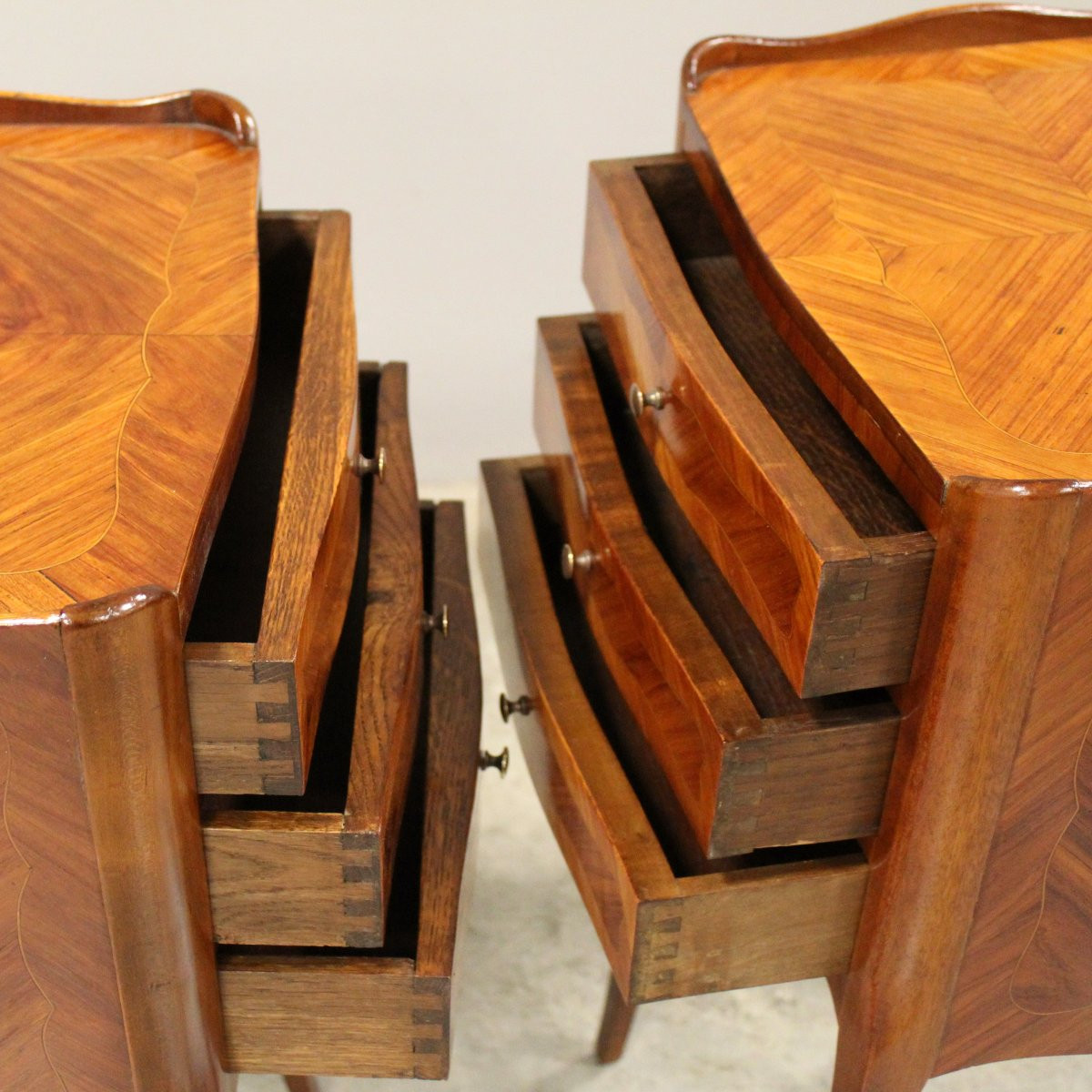 Antica coppia comodini Napoleone III intarsiati - inizio 20°secolo-photo-4