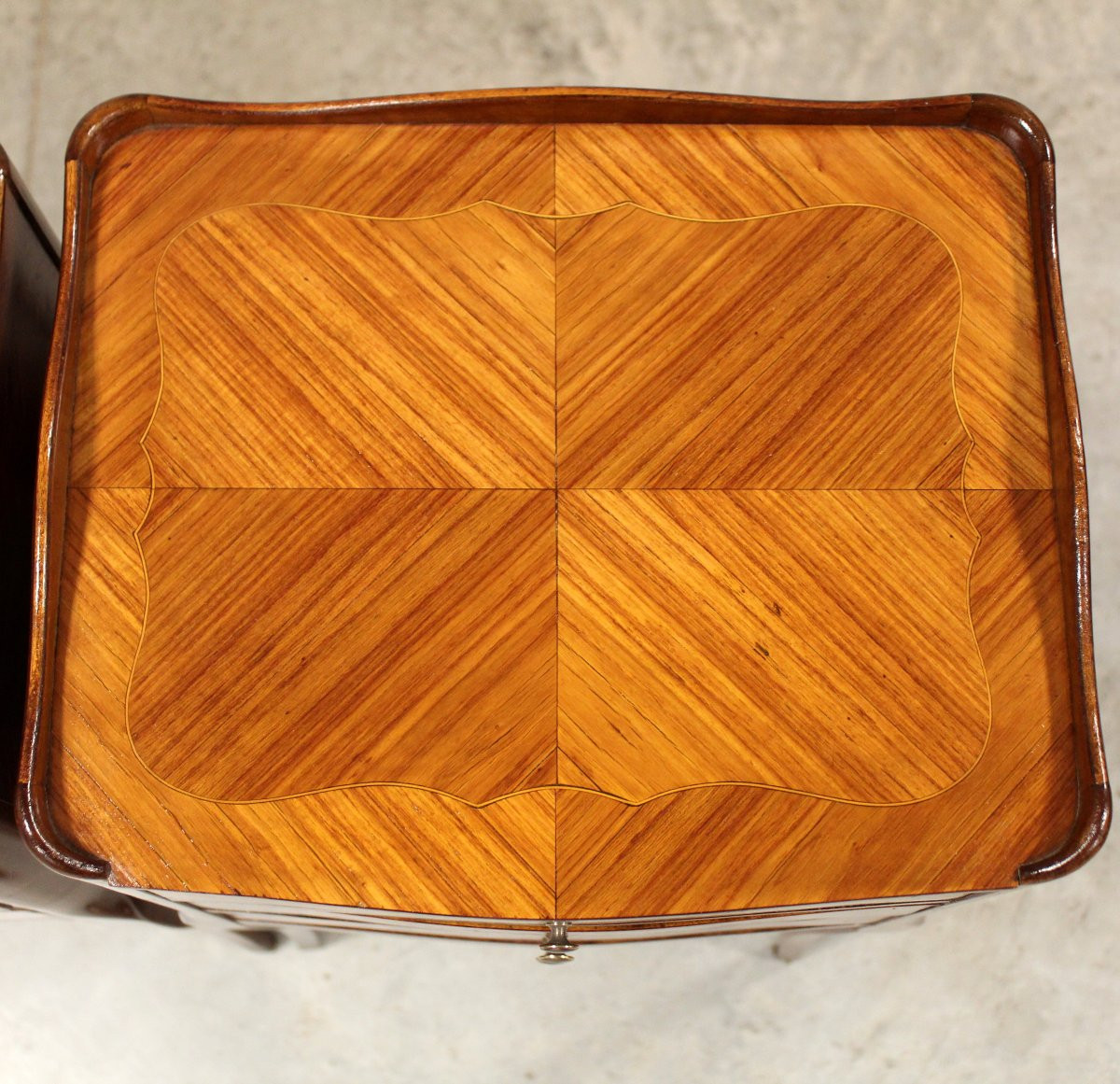 Antica coppia comodini Napoleone III intarsiati - inizio 20°secolo-photo-6