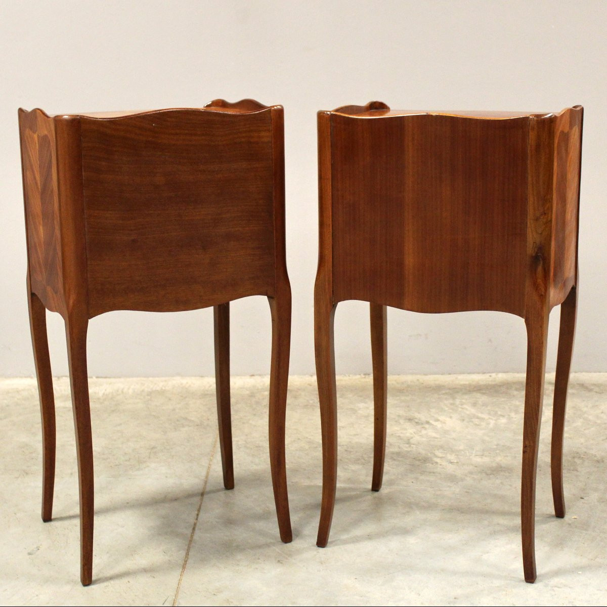 Antica coppia comodini Napoleone III intarsiati - inizio 20°secolo-photo-7