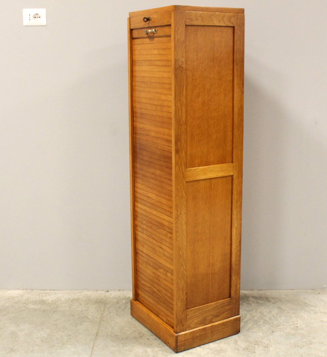 Antico classificatore serranda archivio schedario in rovere-photo-3