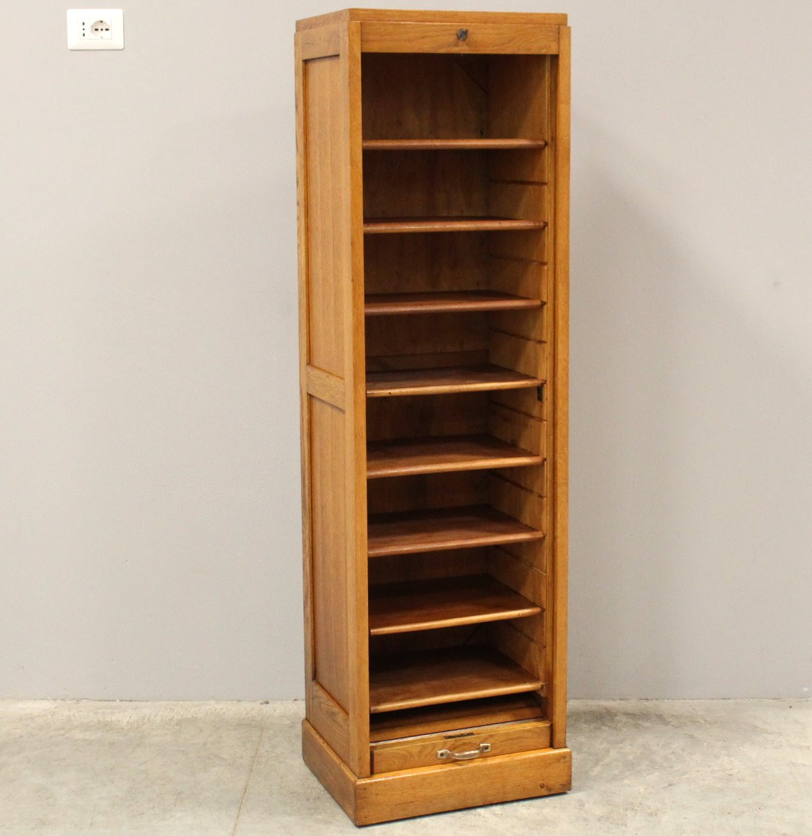 Antico classificatore serranda archivio schedario in rovere-photo-4