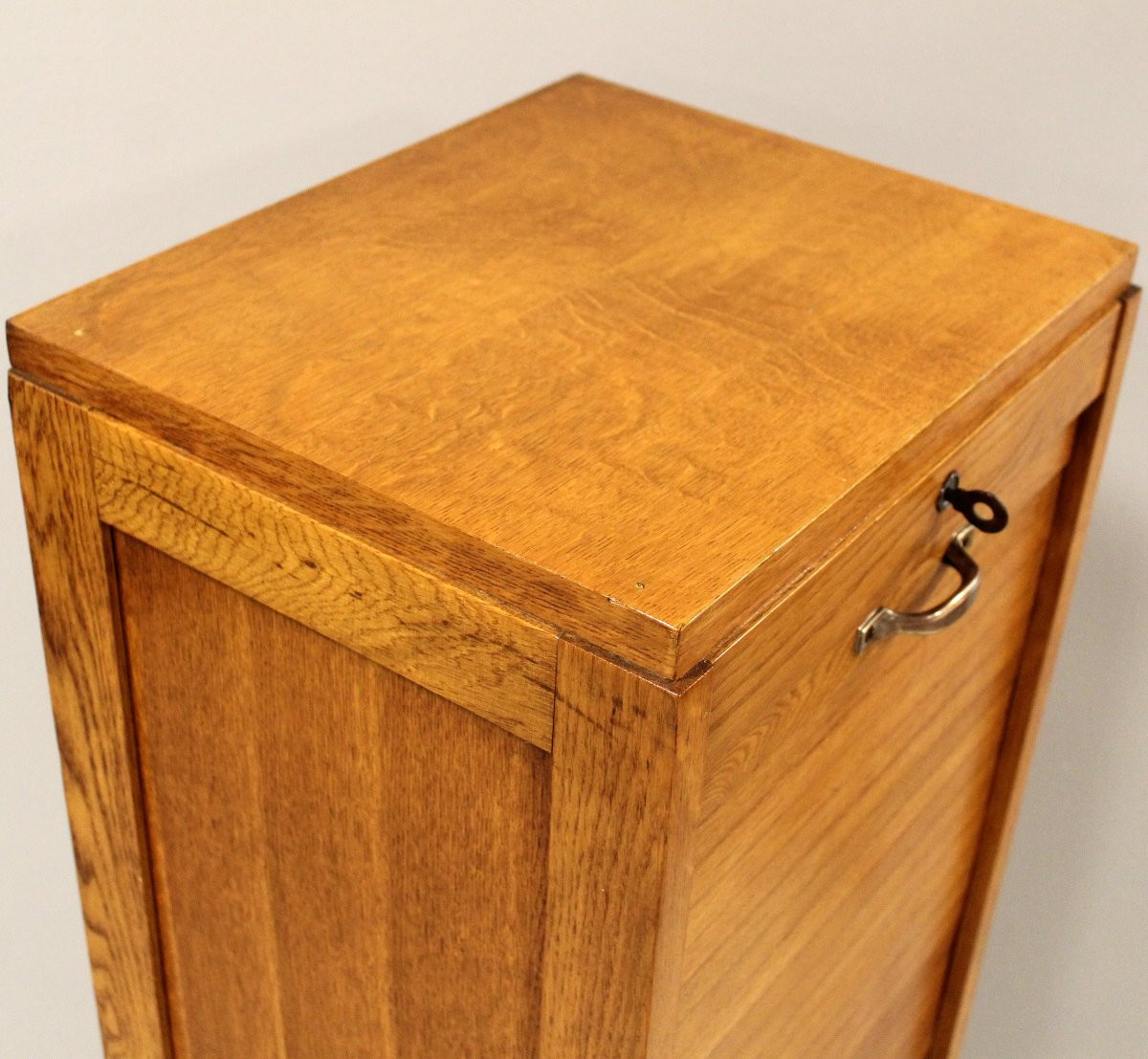 Antico classificatore serranda archivio schedario in rovere-photo-2