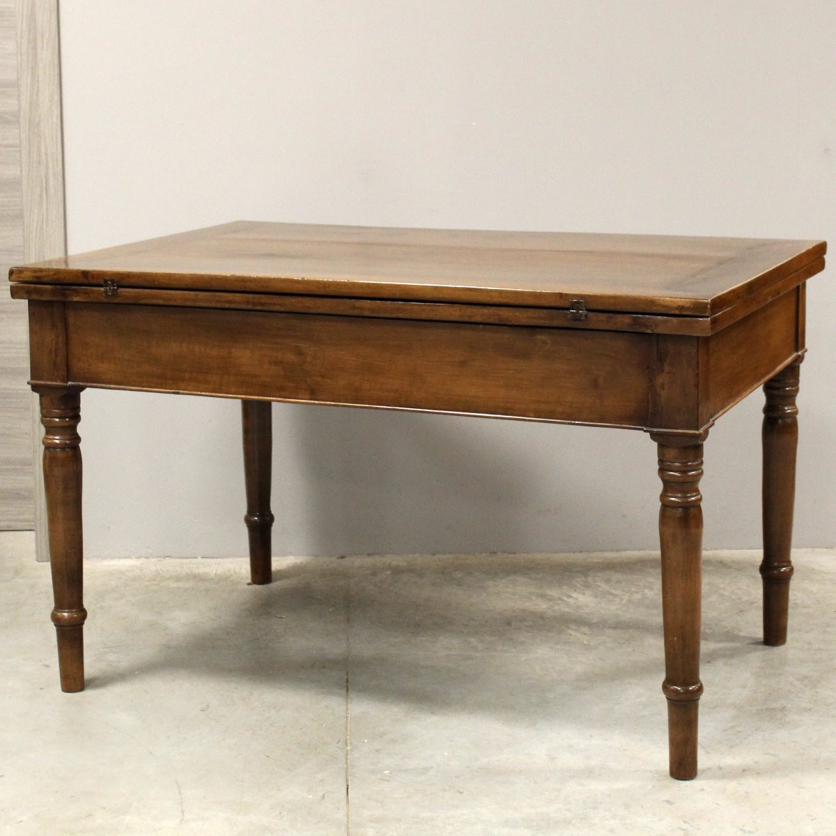 Antico tavolo a libro Carlo X in noce - Italia 19°secolo-photo-1