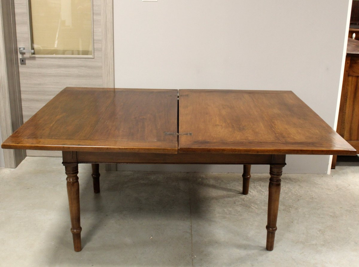 Antico tavolo a libro Carlo X in noce - Italia 19°secolo-photo-4
