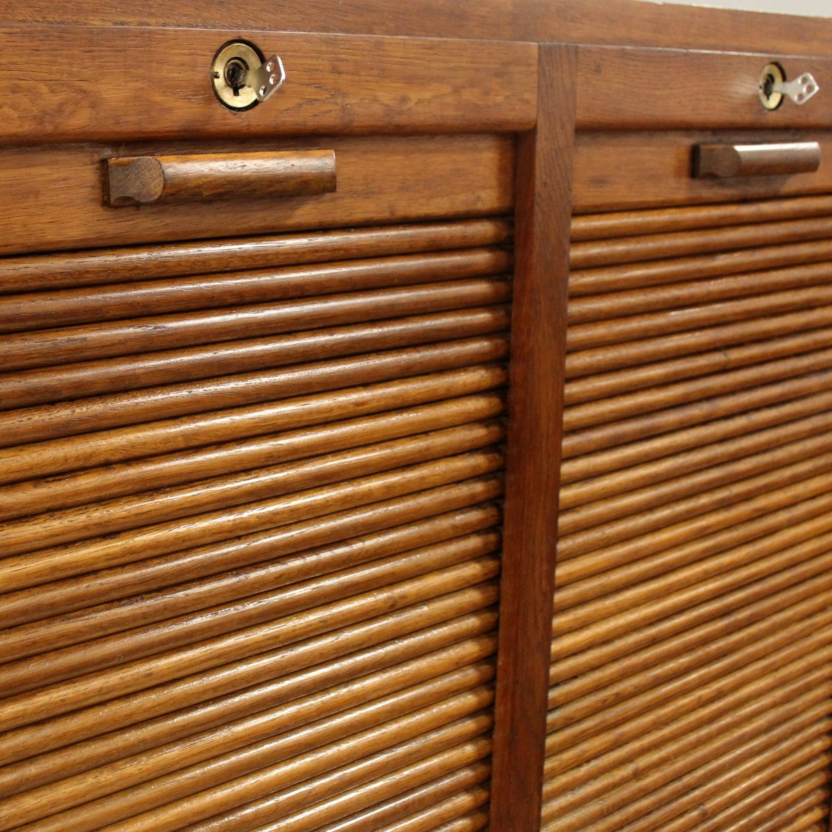 Antico classificatore serranda archivio schedario in rovere-photo-3