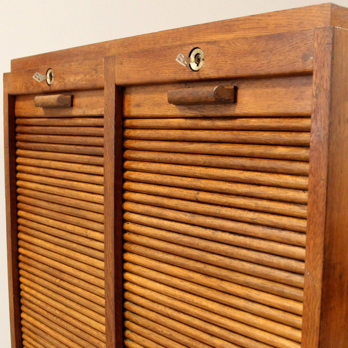 Antico classificatore serranda archivio schedario in rovere-photo-4