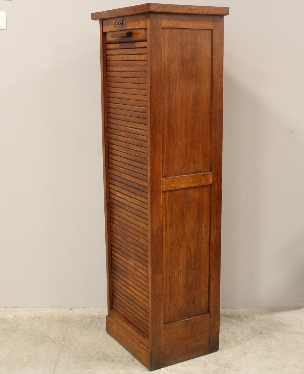 Antico classificatore serranda archivio schedario in rovere-photo-4