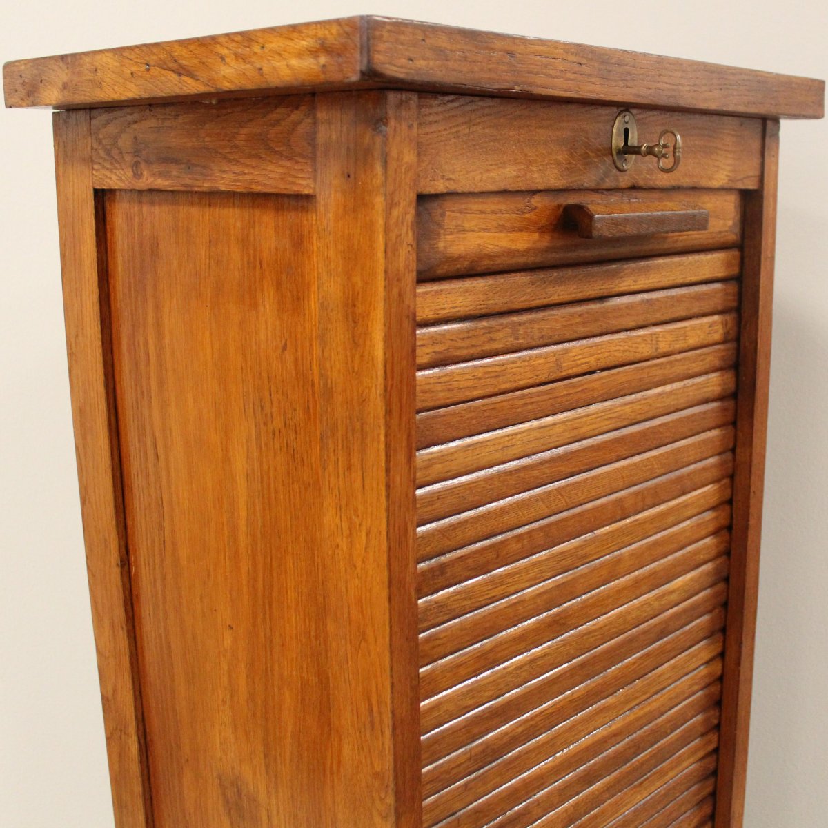 Antico classificatore serranda archivio schedario in rovere-photo-3