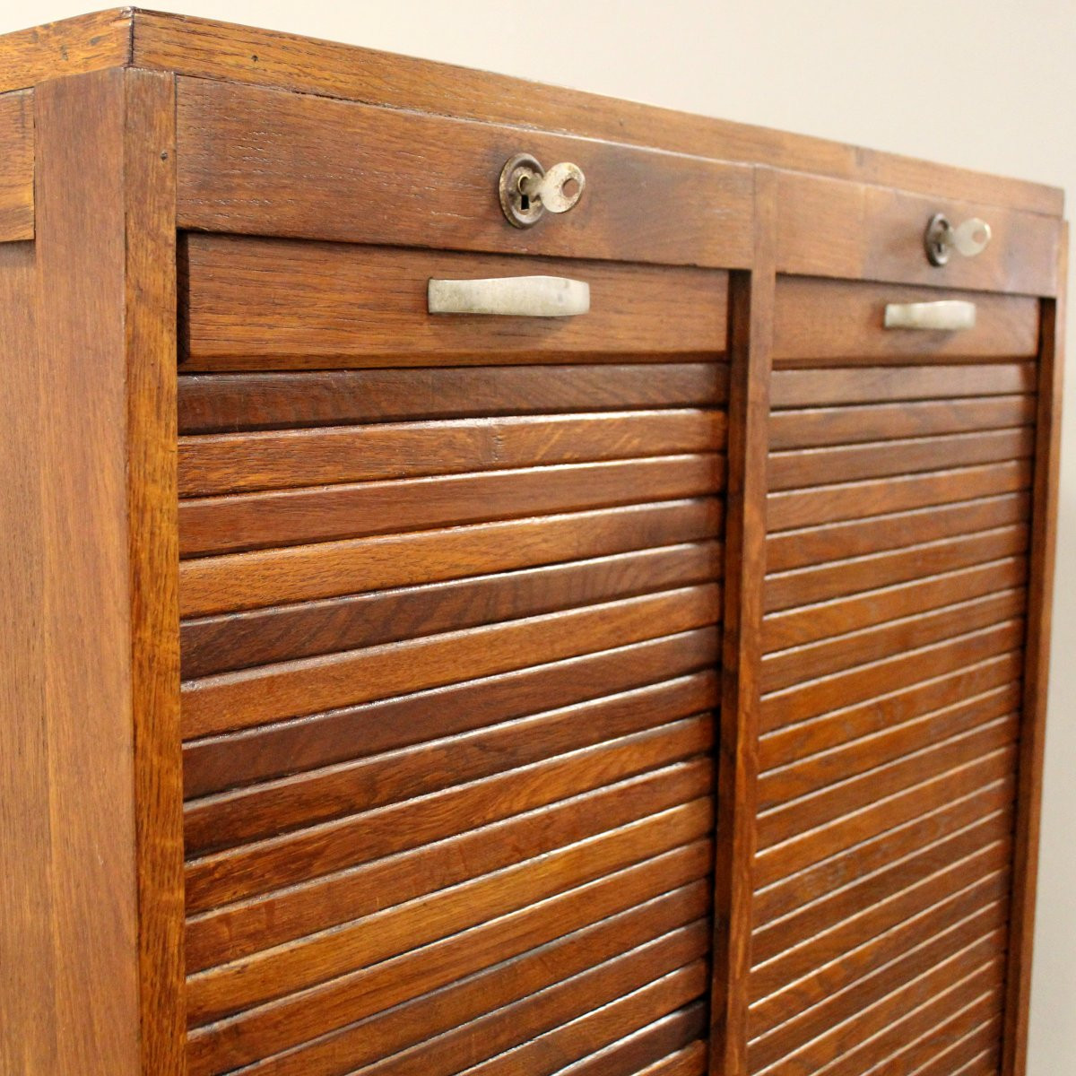 Antico classificatore serranda archivio schedario in rovere-photo-2