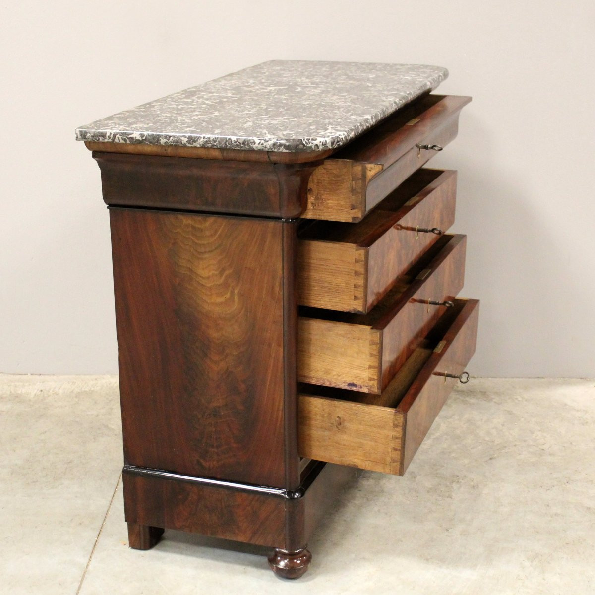 Antico cassettone comò cappuccino Luigi Filippo in mogano - 19°secolo-photo-3