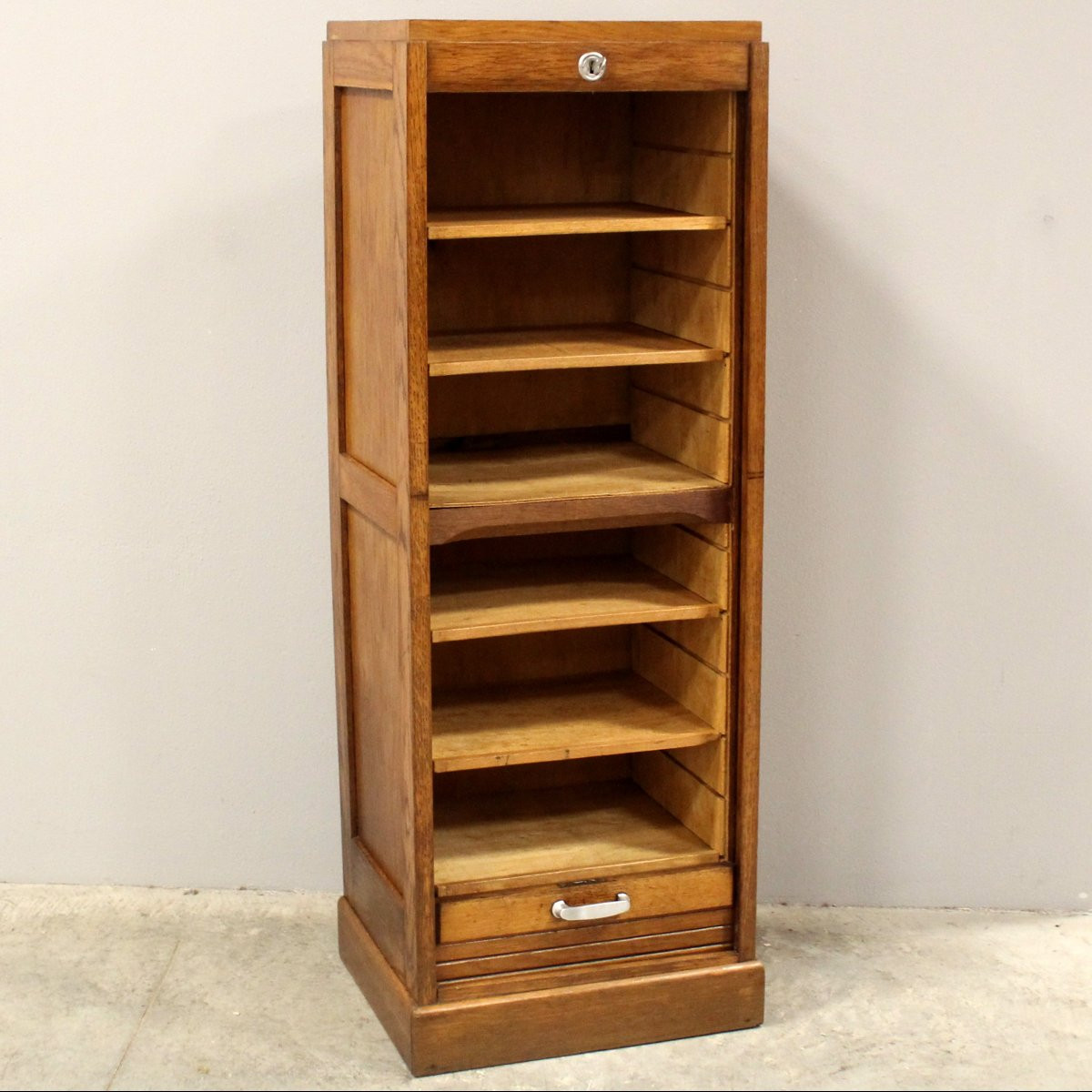 Antico classificatore serranda archivio schedario in rovere-photo-1