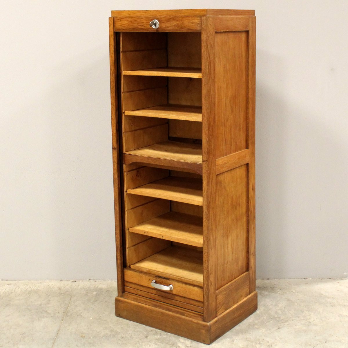 Antico classificatore serranda archivio schedario in rovere-photo-2