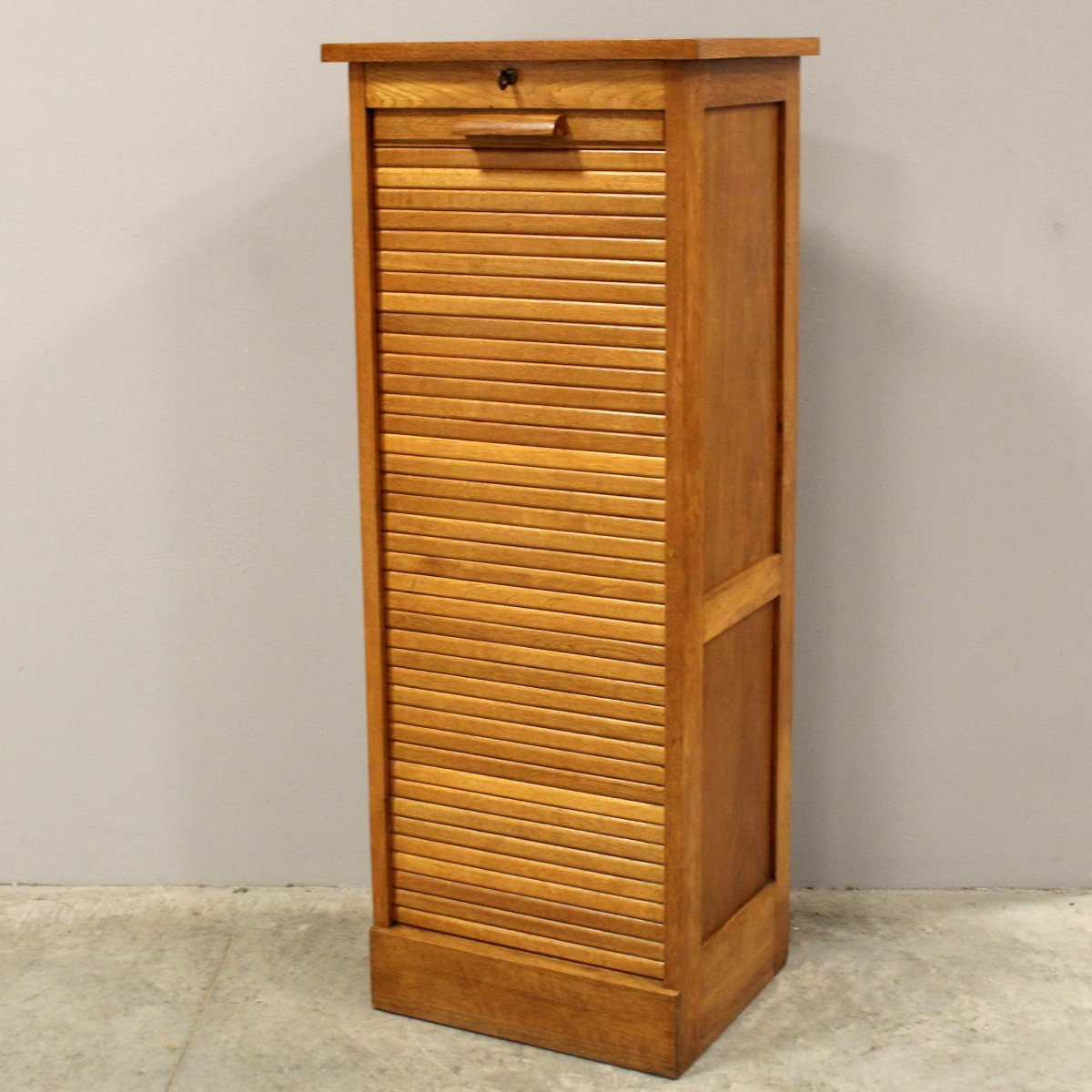 Antico classificatore serranda archivio schedario in rovere-photo-2