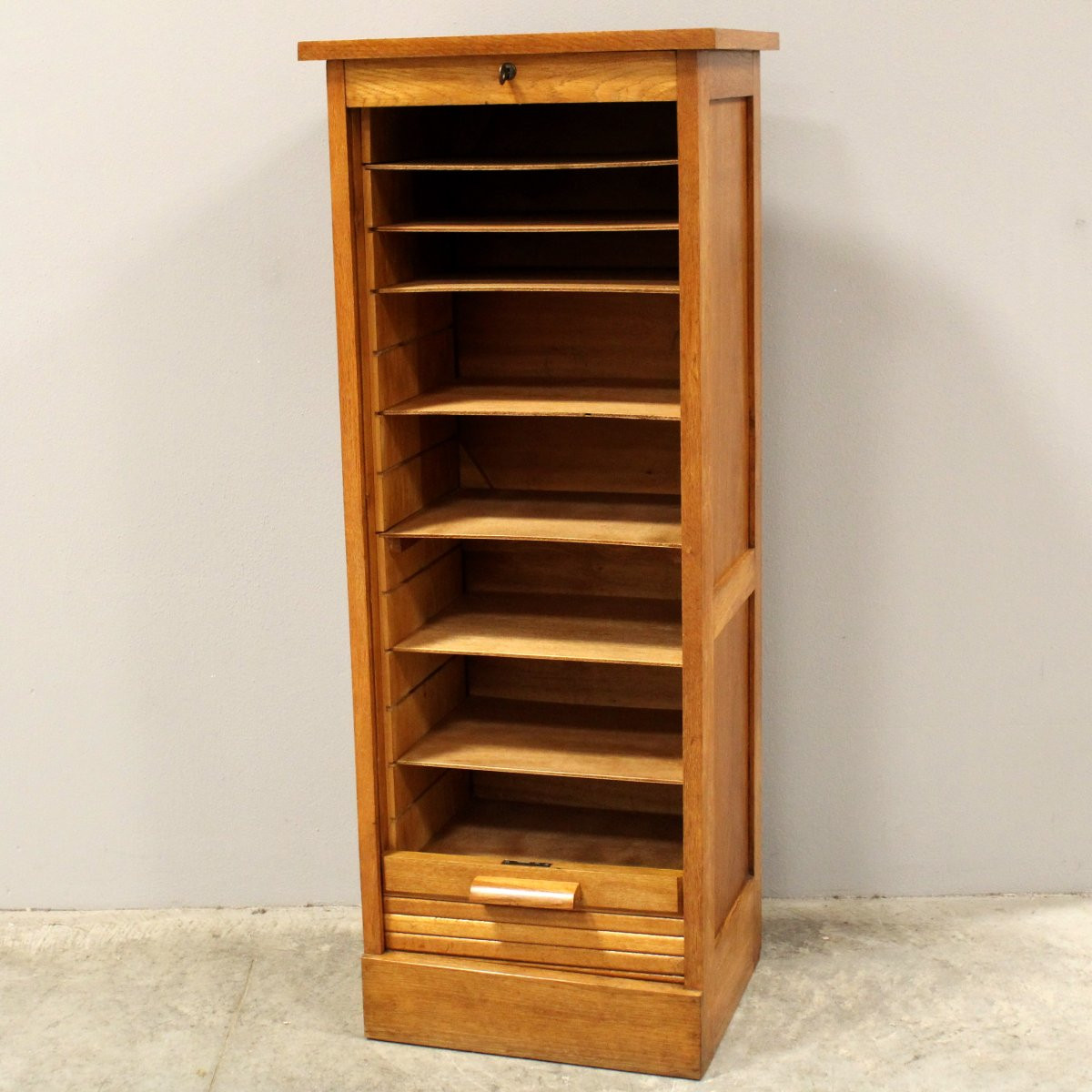 Antico classificatore serranda archivio schedario in rovere-photo-2