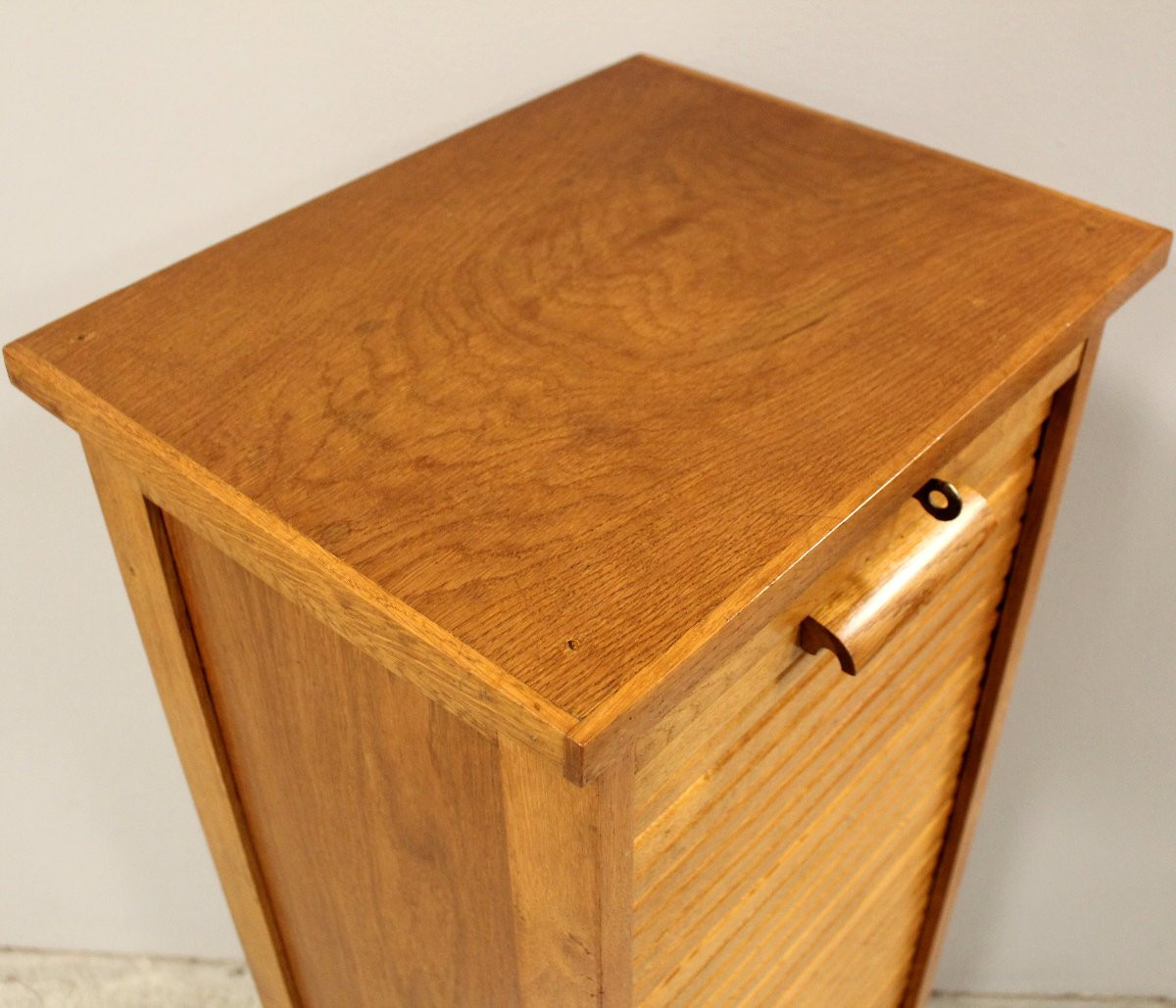 Antico classificatore serranda archivio schedario in rovere-photo-3