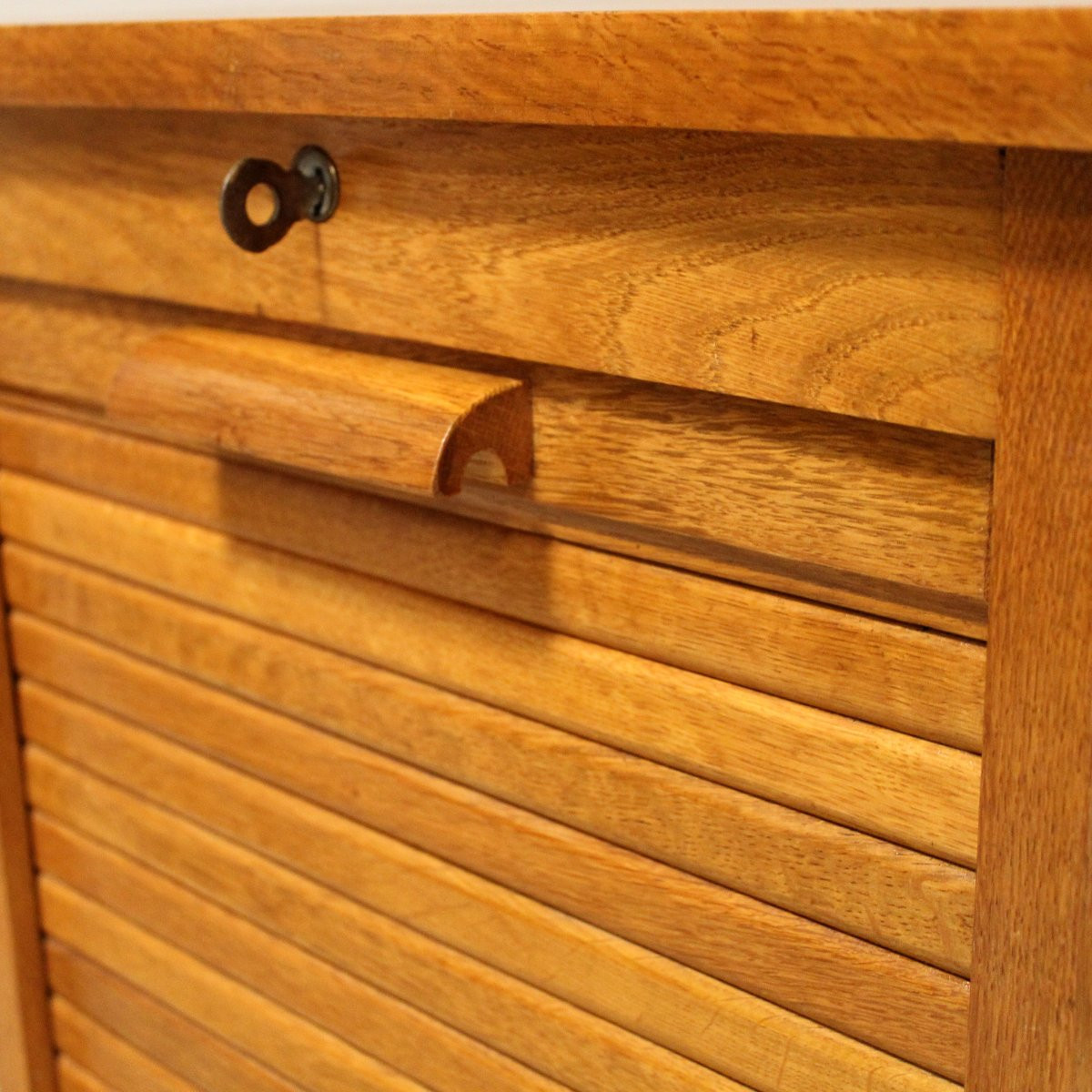 Antico classificatore serranda archivio schedario in rovere-photo-5