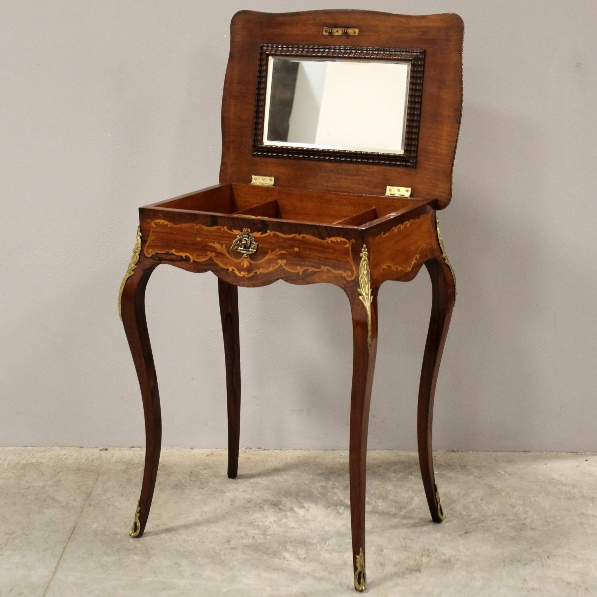 Antico tavolino Napoleone III intarsiato - 19°secolo-photo-2