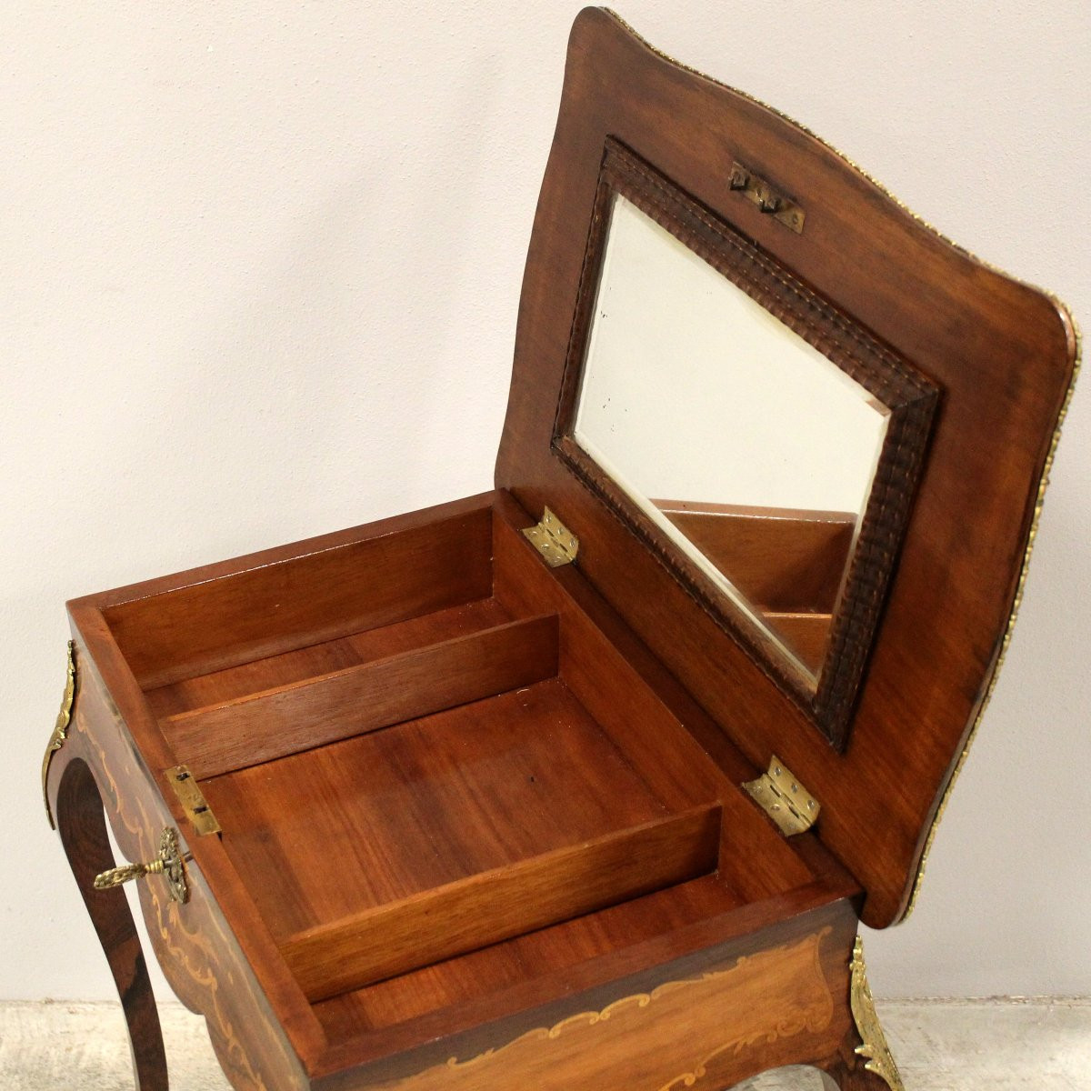 Antico tavolino Napoleone III intarsiato - 19°secolo-photo-4