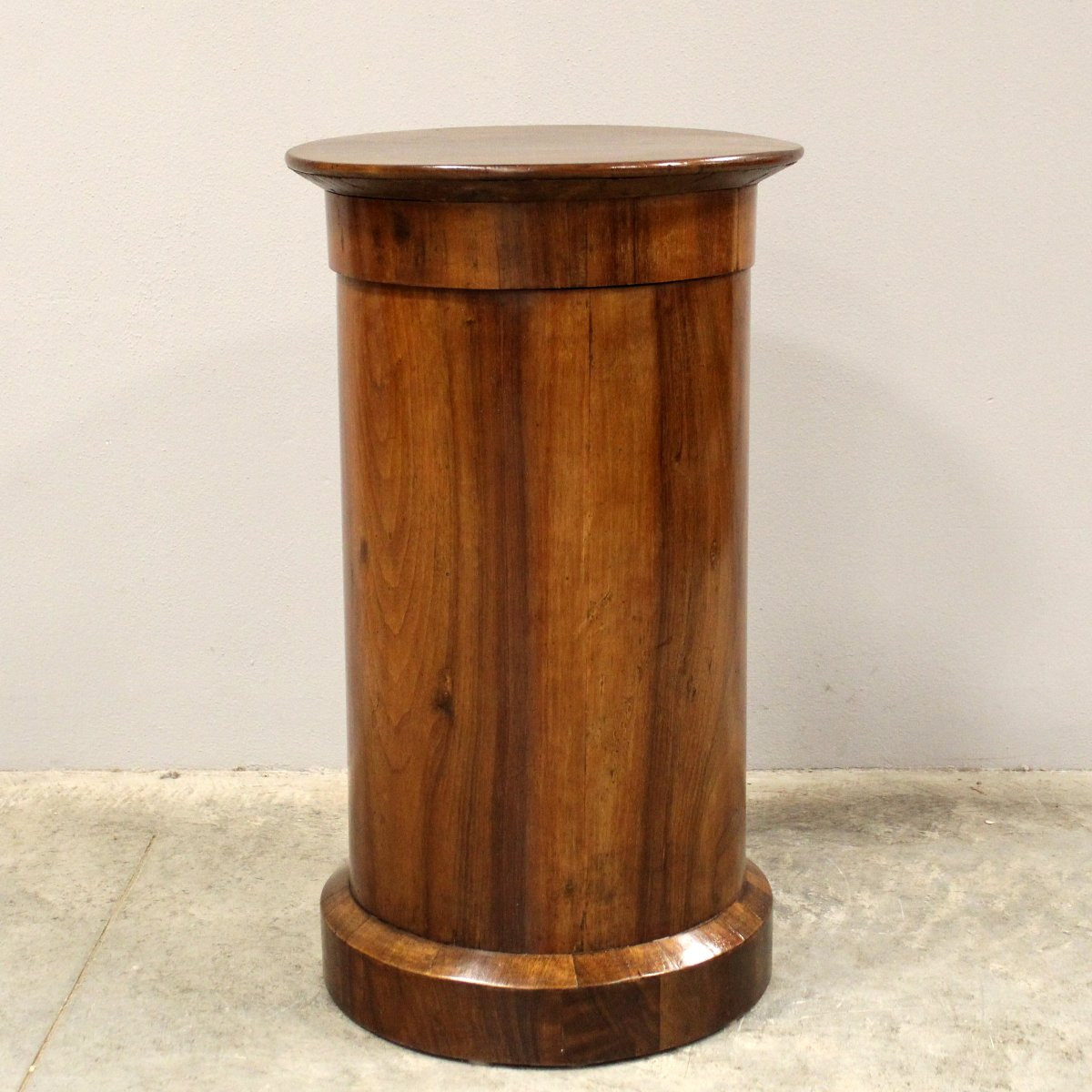 Antico comodino a cilindro colonna Impero in noce - 19°secolo-photo-2