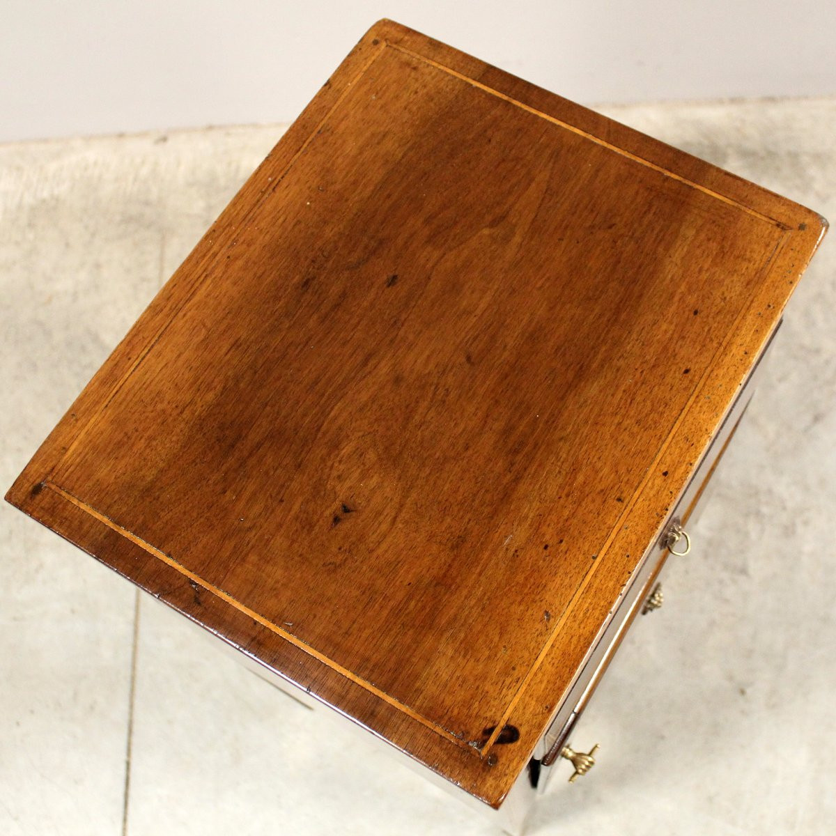 Antico comodino Direttorio in noce intarsiato - Italia 18°secolo-photo-3